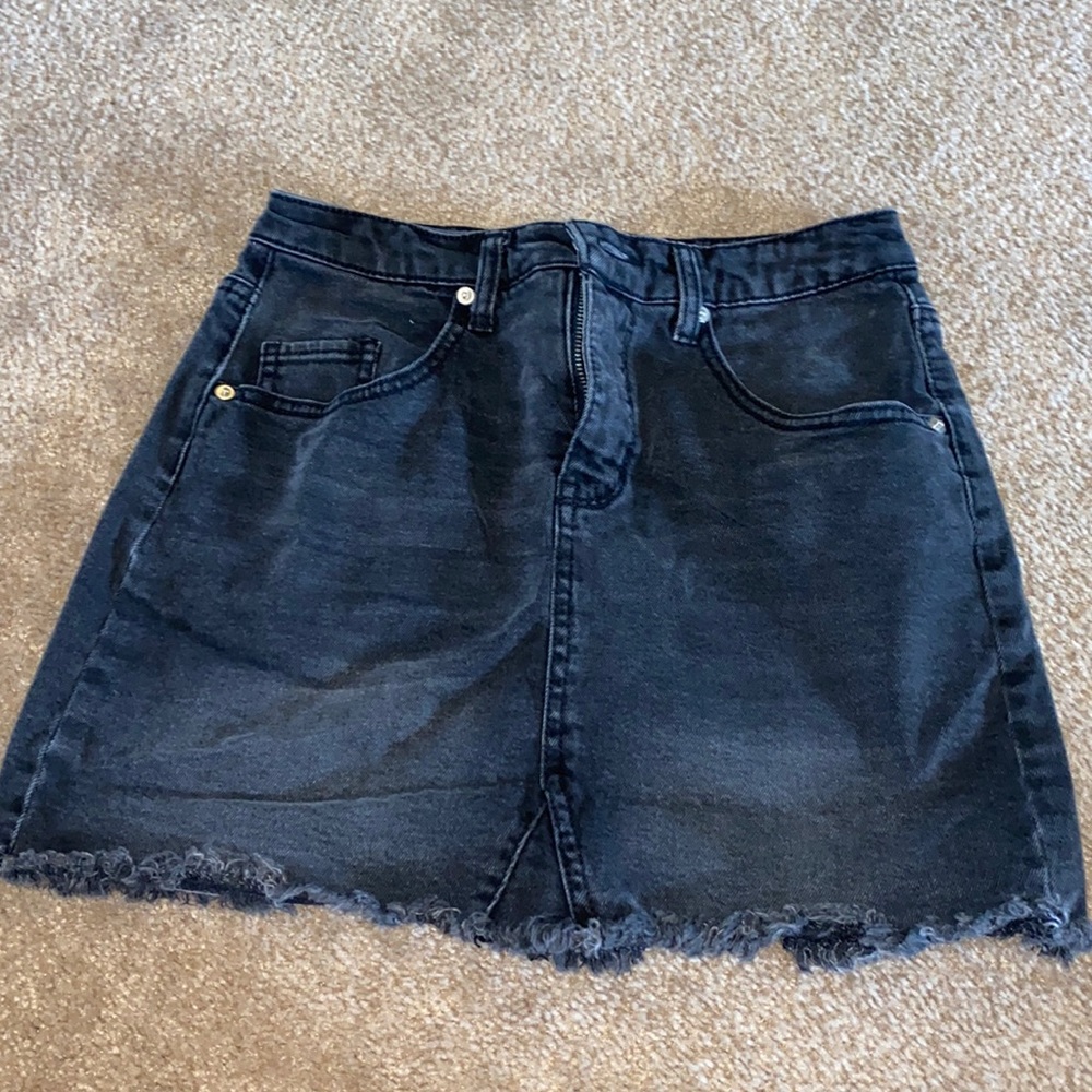 Black high waisted jean skirt
